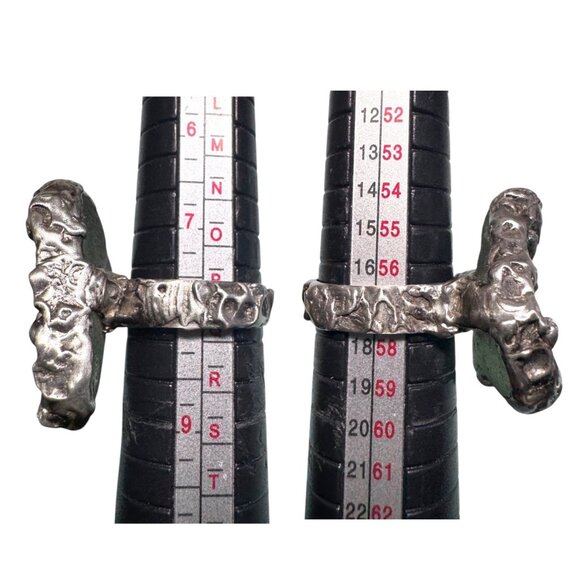 Sea Glass Cocktail Ring Artisan Crafted Silvery Metalwork “Heart of the Sea” Sz8 - Picture 7 of 15